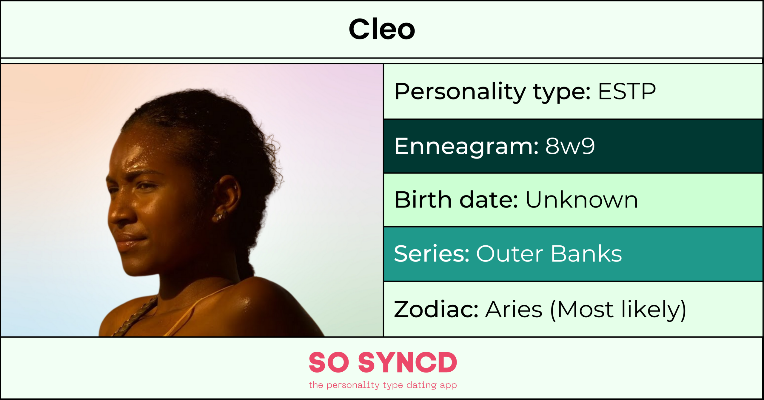 Cleo MBTI Personality Type: ESTP or ESTJ?