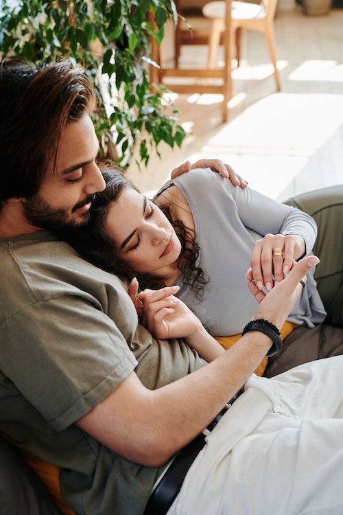 Couple hugging together in love