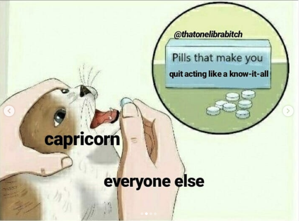 Capricorn meme: act like they are a know it all