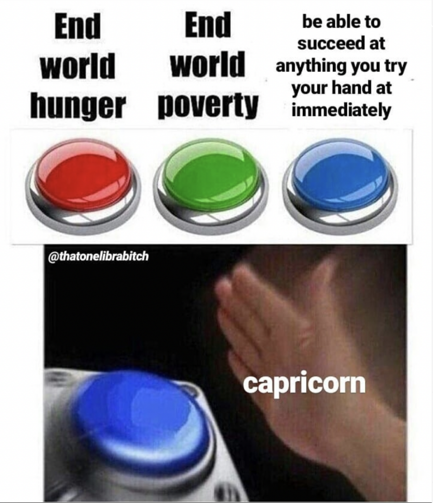 Capricorn meme: want to be able to succeed at everything they do