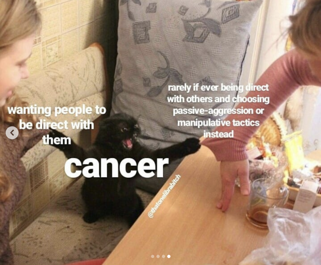 Cancer meme: want people to be direct but also can't handle any confrontation