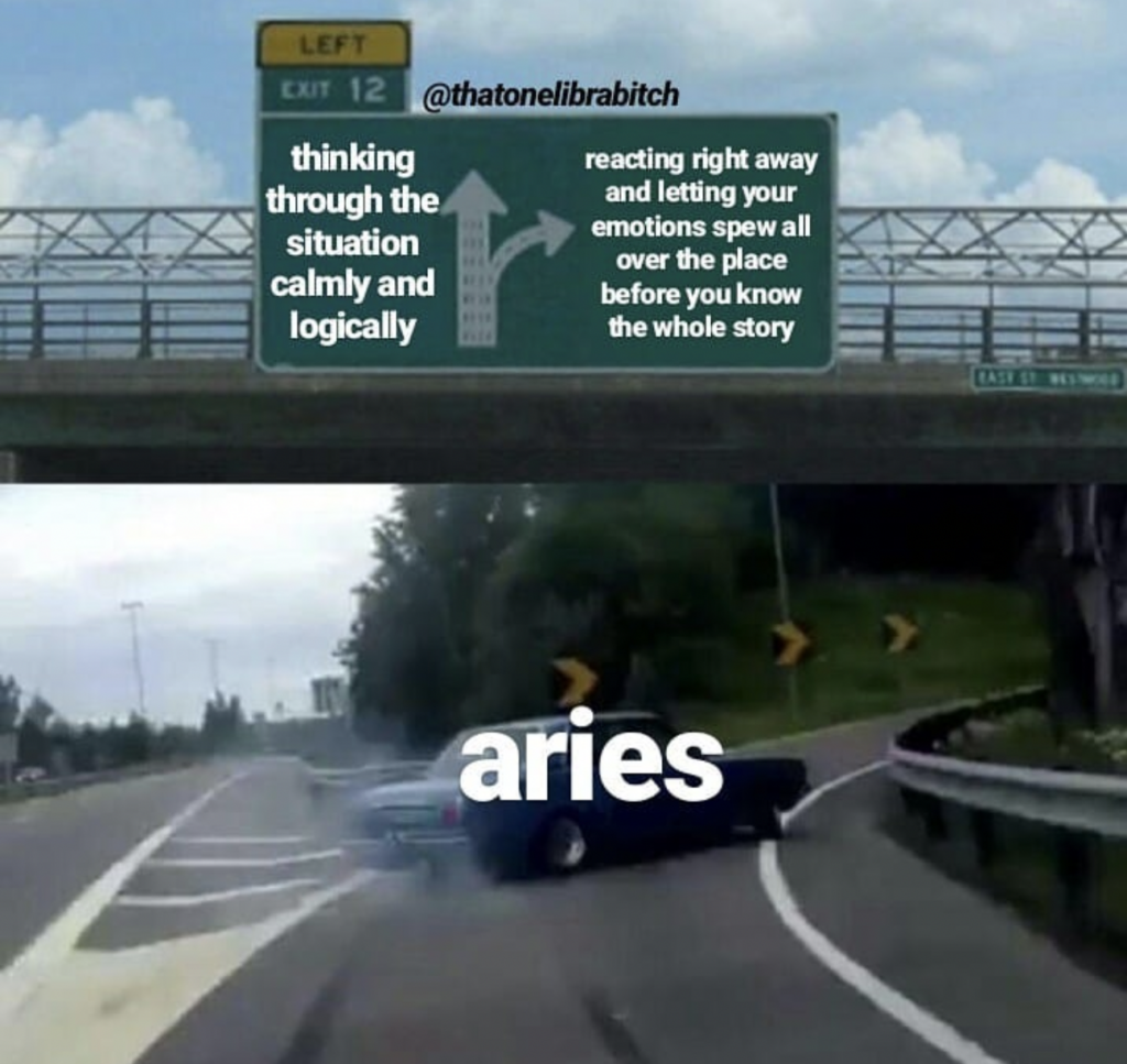 Aries meme: reactive and emotional