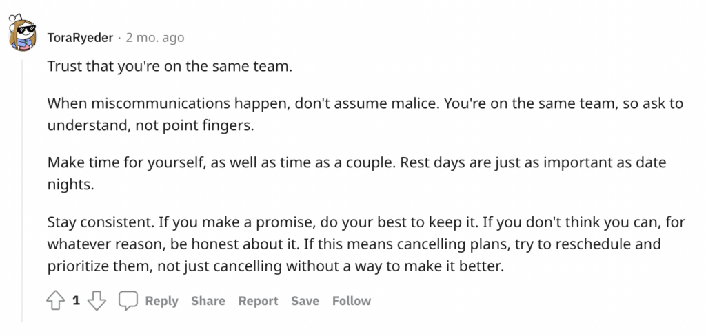 Reddit relationship advice: keep your promises