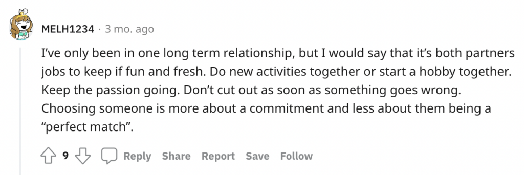 Reddit relationship advice:keep having fun