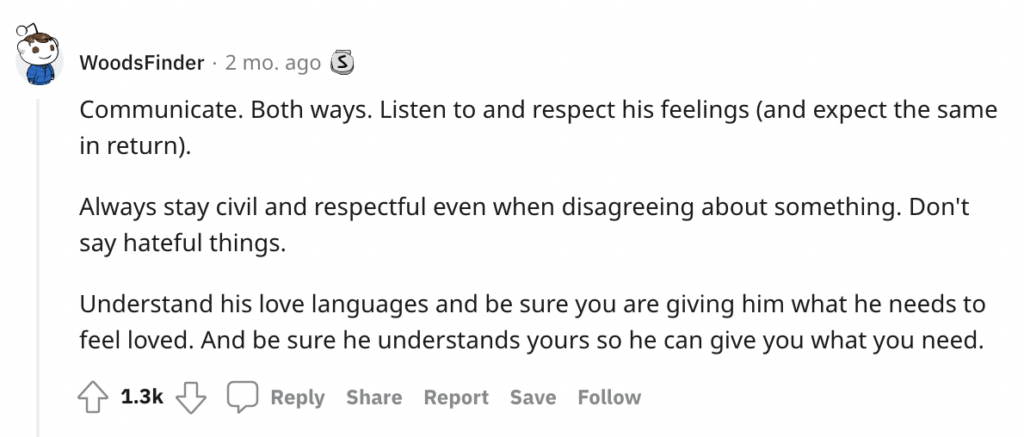 Reddit relationship advice: stay civil and respectful