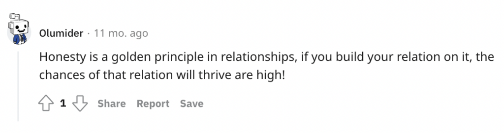 Reddit relationship advice: honesty