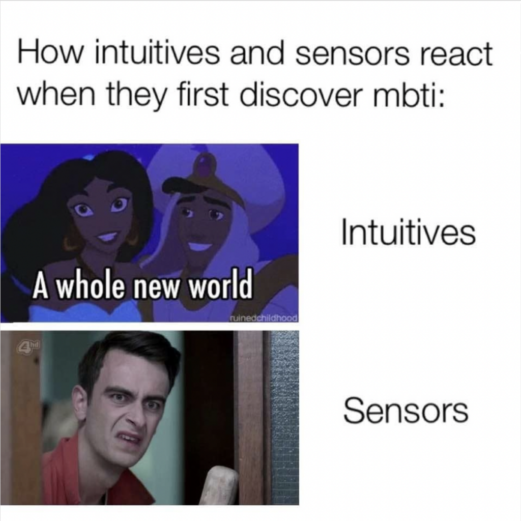 intuitives versus sensors mbti personality type meme