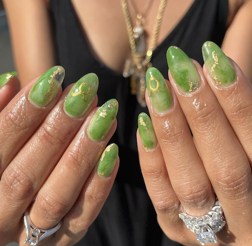 Green marble with Taurus nails