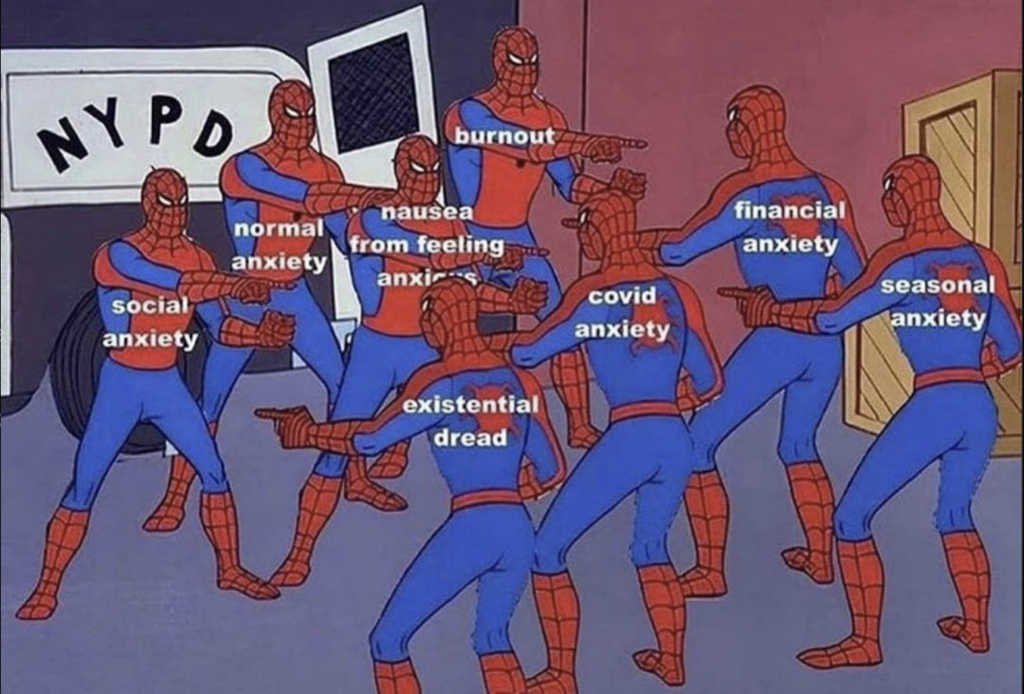 Spiderman anxiety meme